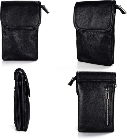 Genuine Leather Small Crossbody Bags for Women Cell Phone Bag Cross Body Purses,Silver Zipper