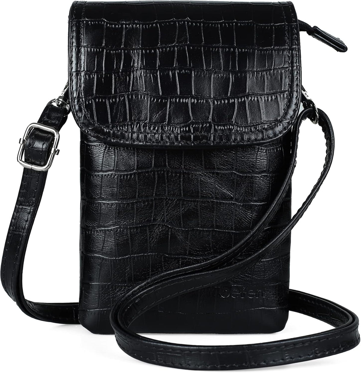 Genuine Leather Small Crossbody Bags for Women Cell Phone Bag Cross Body Purses,Silver Zipper