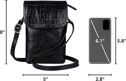 Genuine Leather Small Crossbody Bags for Women Cell Phone Bag Cross Body Purses,Silver Zipper
