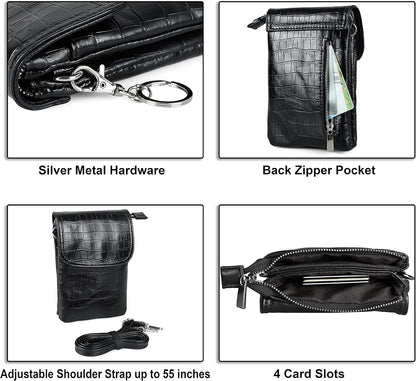 Genuine Leather Small Crossbody Bags for Women Cell Phone Bag Cross Body Purses,Silver Zipper