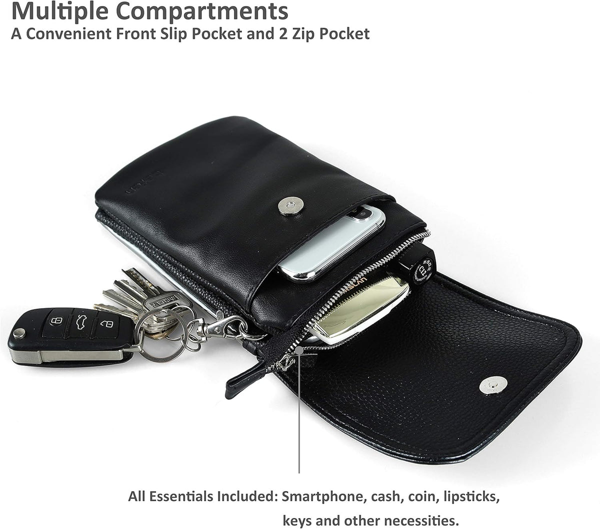Genuine Leather Small Crossbody Bags for Women Cell Phone Bag Cross Body Purses,Silver Zipper