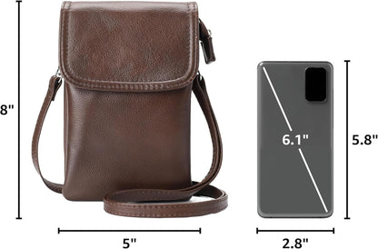 Genuine Leather Small Crossbody Bags for Women Cell Phone Bag Cross Body Purses,Silver Zipper