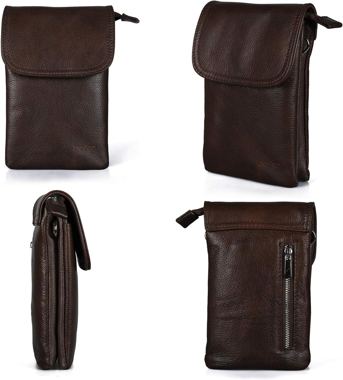 Genuine Leather Small Crossbody Bags for Women Cell Phone Bag Cross Body Purses,Silver Zipper