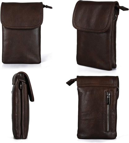 Genuine Leather Small Crossbody Bags for Women Cell Phone Bag Cross Body Purses,Silver Zipper