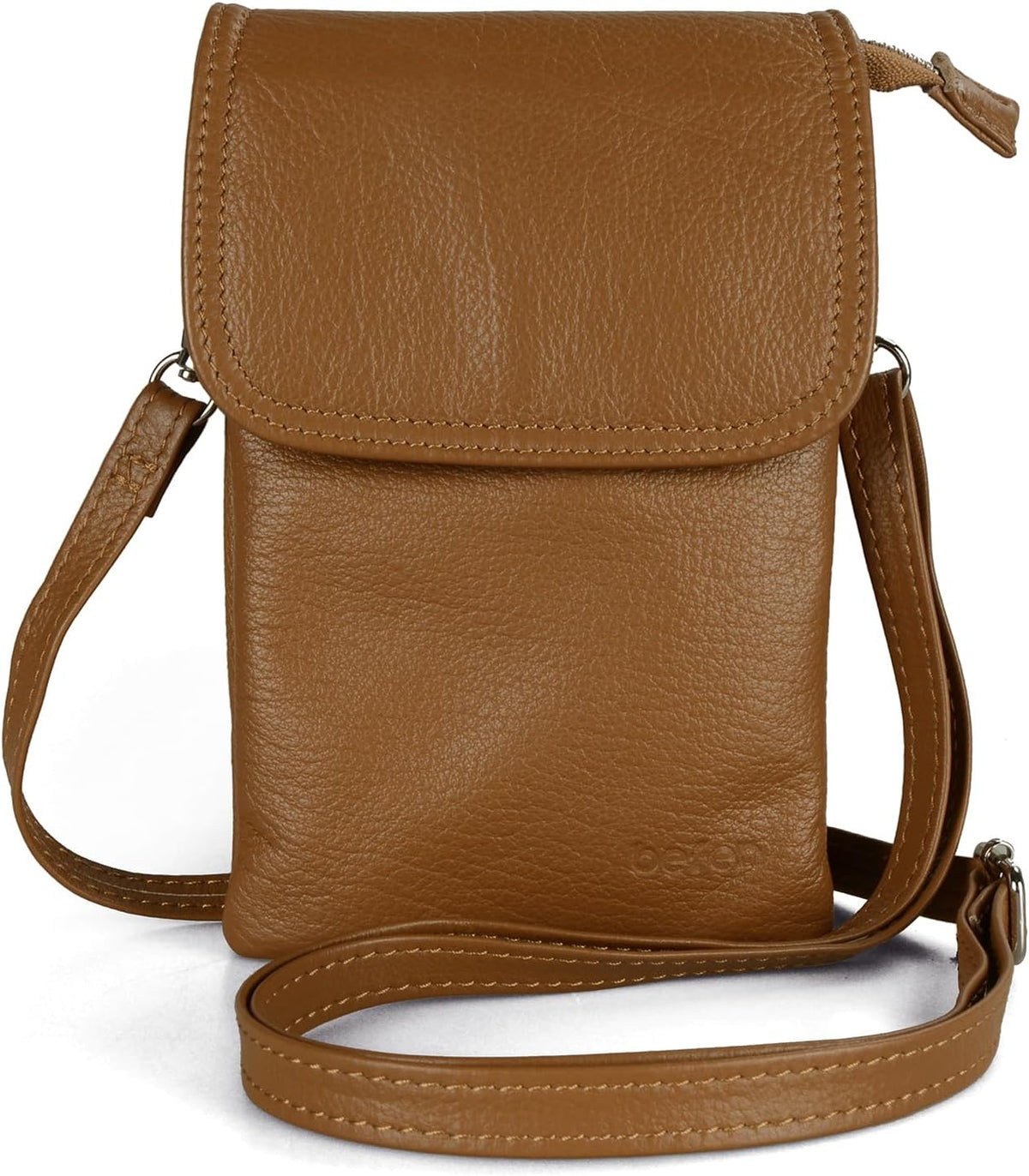 Genuine Leather Small Crossbody Bags for Women Cell Phone Bag Cross Body Purses,Silver Zipper
