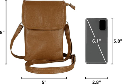 Genuine Leather Small Crossbody Bags for Women Cell Phone Bag Cross Body Purses,Silver Zipper