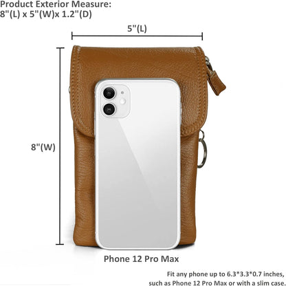 Genuine Leather Small Crossbody Bags for Women Cell Phone Bag Cross Body Purses,Silver Zipper