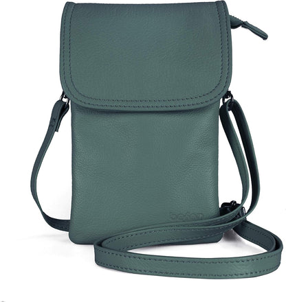 Genuine Leather Small Crossbody Bags for Women Cell Phone Bag Cross Body Purses,Silver Zipper