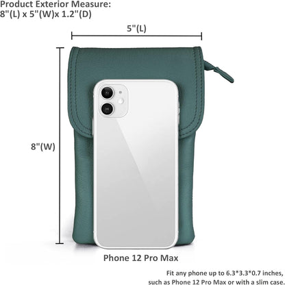 Genuine Leather Small Crossbody Bags for Women Cell Phone Bag Cross Body Purses,Silver Zipper
