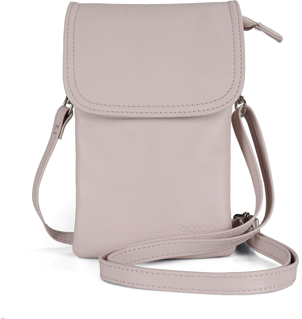 Genuine Leather Small Crossbody Bags for Women Cell Phone Bag Cross Body Purses,Silver Zipper