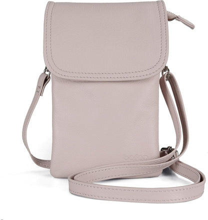 Genuine Leather Small Crossbody Bags for Women Cell Phone Bag Cross Body Purses,Silver Zipper