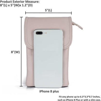 Genuine Leather Small Crossbody Bags for Women Cell Phone Bag Cross Body Purses,Silver Zipper