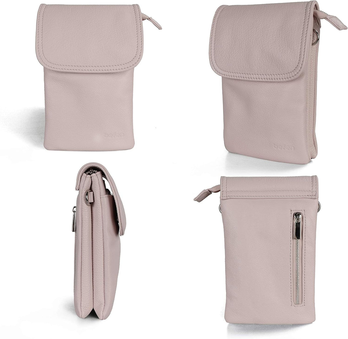 Genuine Leather Small Crossbody Bags for Women Cell Phone Bag Cross Body Purses,Silver Zipper