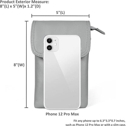 Genuine Leather Small Crossbody Bags for Women Cell Phone Bag Cross Body Purses,Silver Zipper