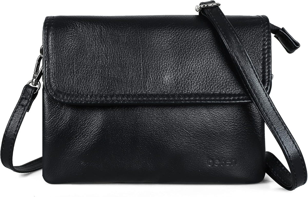 Genuine Leather Small Crossbody Bags for Women Cell Phone Bag Cross Body Purses,Silver Zipper