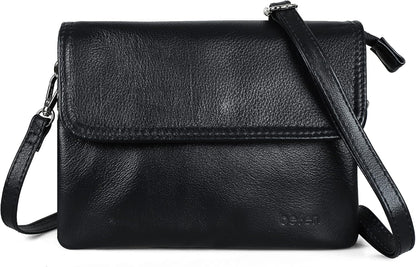 Genuine Leather Small Crossbody Bags for Women Cell Phone Bag Cross Body Purses,Silver Zipper