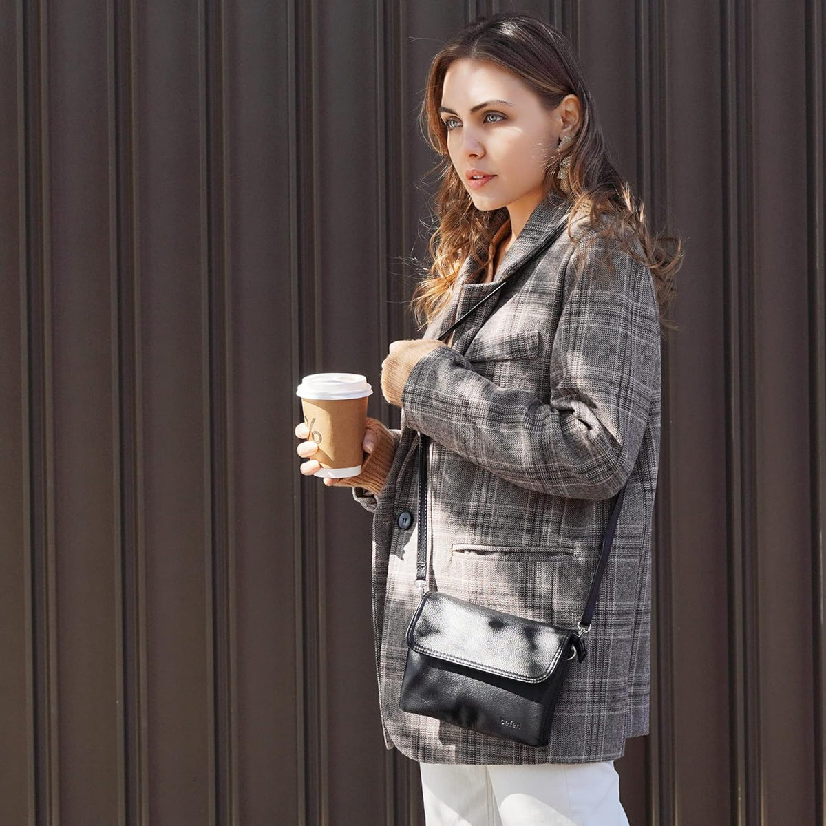 Genuine Leather Small Crossbody Bags for Women Cell Phone Bag Cross Body Purses,Silver Zipper