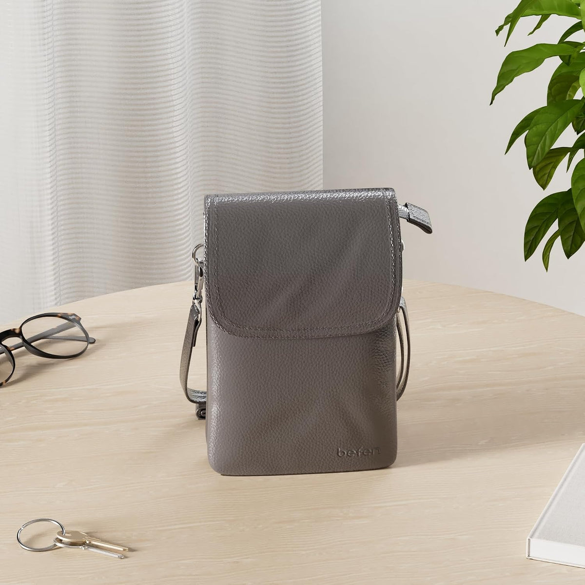 Genuine Leather Small Crossbody Bags for Women Cell Phone Bag Cross Body Purses,Silver Zipper