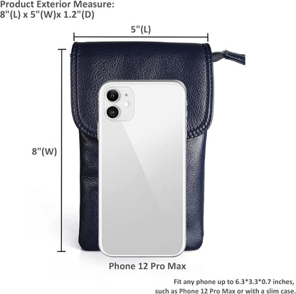 Genuine Leather Small Crossbody Bags for Women Cell Phone Bag Cross Body Purses,Silver Zipper
