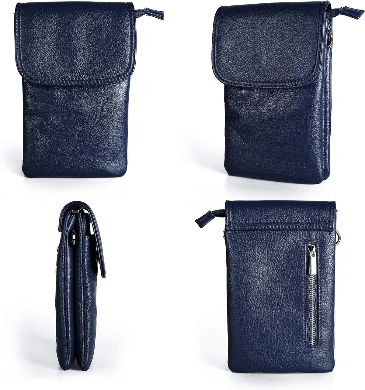 Genuine Leather Small Crossbody Bags for Women Cell Phone Bag Cross Body Purses,Silver Zipper