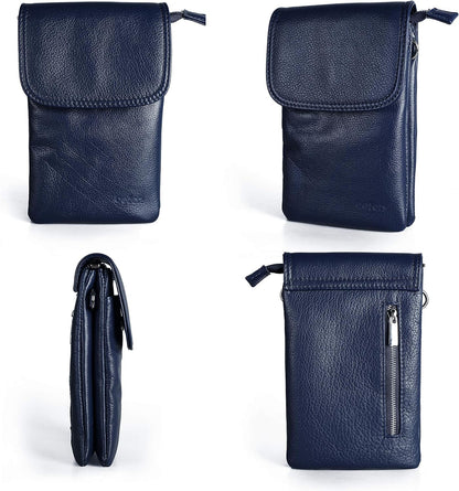 Genuine Leather Small Crossbody Bags for Women Cell Phone Bag Cross Body Purses,Silver Zipper