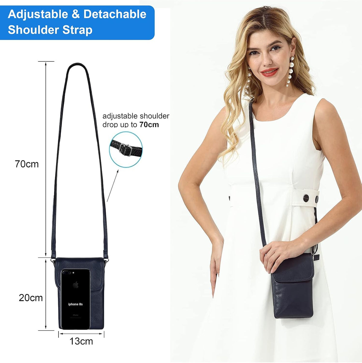 Genuine Leather Small Crossbody Bags for Women Cell Phone Bag Cross Body Purses,Silver Zipper