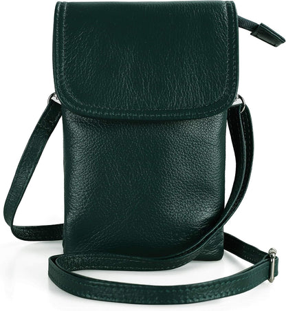 Genuine Leather Small Crossbody Bags for Women Cell Phone Bag Cross Body Purses,Silver Zipper