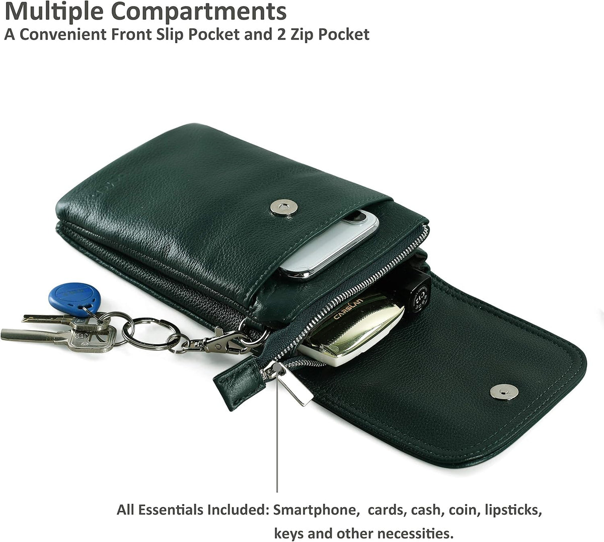 Genuine Leather Small Crossbody Bags for Women Cell Phone Bag Cross Body Purses,Silver Zipper
