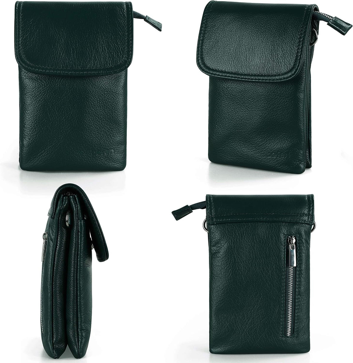 Genuine Leather Small Crossbody Bags for Women Cell Phone Bag Cross Body Purses,Silver Zipper