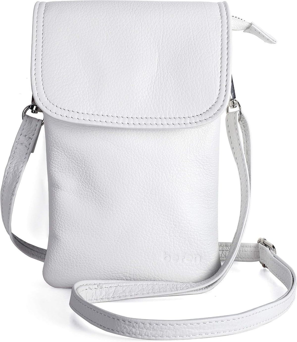 Genuine Leather Small Crossbody Bags for Women Cell Phone Bag Cross Body Purses,Silver Zipper