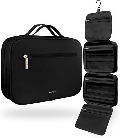 Waterproof Hanging Toiletry Bag [TSA-Approved] Hanging Makeup Organizer Bag, Cosmetic Travel Bags for Women, Makeup Case Toiletries Organizer Hygiene Bathroom Shower Caddy - Black