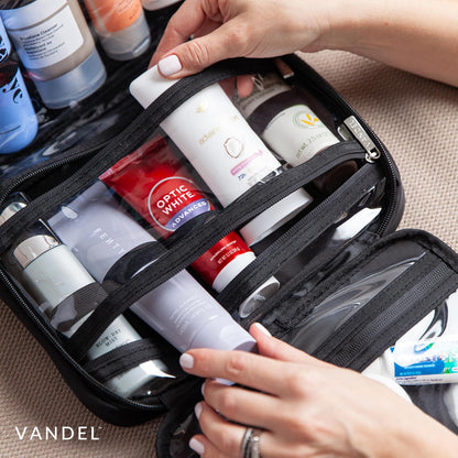 Waterproof Hanging Toiletry Bag [TSA-Approved] Hanging Makeup Organizer Bag, Cosmetic Travel Bags for Women, Makeup Case Toiletries Organizer Hygiene Bathroom Shower Caddy - Black