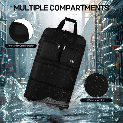 30''36''40''Rolling Wheeled Duffel Bag Suitcases with Wheels Expandable Foldable Luggage Bag Rolling Travel Bag Duffel Bag for Men Women#Black,30