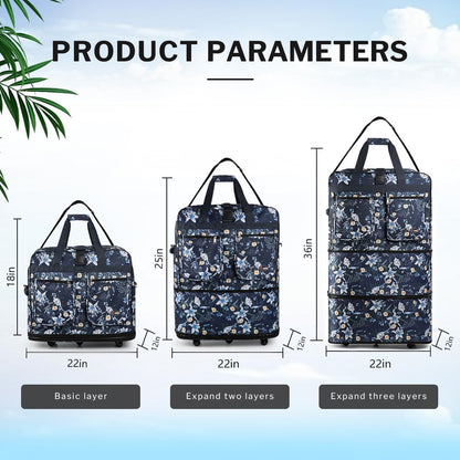 30''36''40''Rolling Wheeled Duffel Bag Suitcases with Wheels Expandable Foldable Luggage Bag Rolling Travel Bag Duffel Bag for Men Women#Black,30