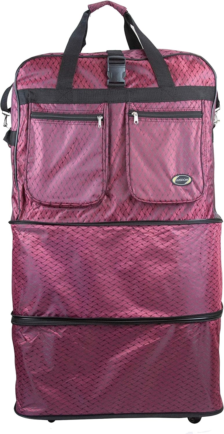 30''36''40''Rolling Wheeled Duffel Bag Suitcases with Wheels Expandable Foldable Luggage Bag Rolling Travel Bag Duffel Bag for Men Women#Black,30