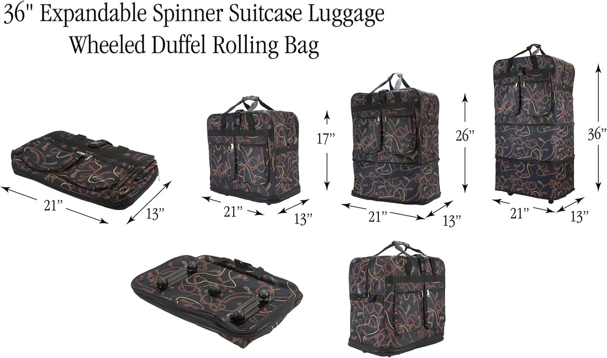 30''36''40''Rolling Wheeled Duffel Bag Suitcases with Wheels Expandable Foldable Luggage Bag Rolling Travel Bag Duffel Bag for Men Women#Black,30