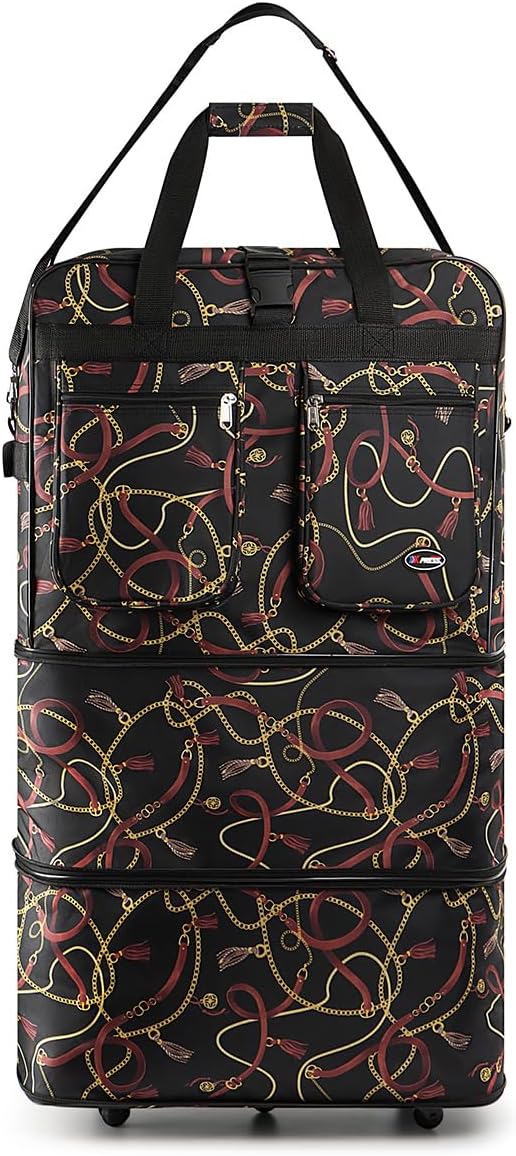 30''36''40''Rolling Wheeled Duffel Bag Suitcases with Wheels Expandable Foldable Luggage Bag Rolling Travel Bag Duffel Bag for Men Women#Black,30
