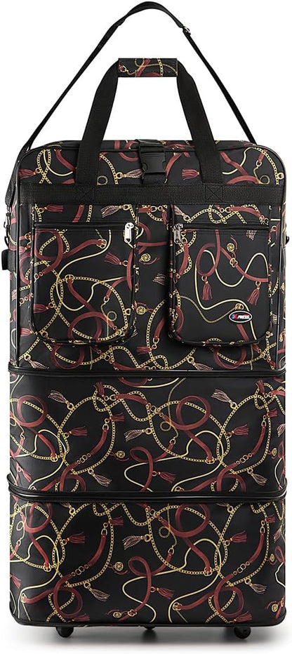 30''36''40''Rolling Wheeled Duffel Bag Suitcases with Wheels Expandable Foldable Luggage Bag Rolling Travel Bag Duffel Bag for Men Women#Black,30