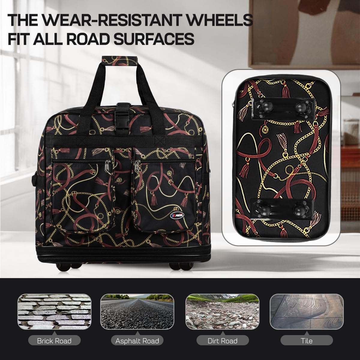 30''36''40''Rolling Wheeled Duffel Bag Suitcases with Wheels Expandable Foldable Luggage Bag Rolling Travel Bag Duffel Bag for Men Women#Black,30