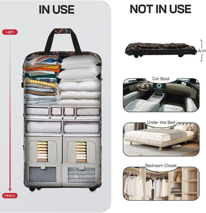 30''36''40''Rolling Wheeled Duffel Bag Suitcases with Wheels Expandable Foldable Luggage Bag Rolling Travel Bag Duffel Bag for Men Women#Black,30