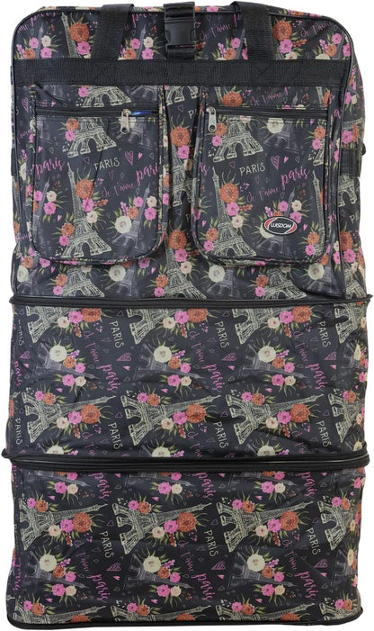 30''36''40''Rolling Wheeled Duffel Bag Suitcases with Wheels Expandable Foldable Luggage Bag Rolling Travel Bag Duffel Bag for Men Women#Black,30
