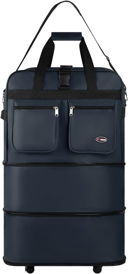 30''36''40''Rolling Wheeled Duffel Bag Suitcases with Wheels Expandable Foldable Luggage Bag Rolling Travel Bag Duffel Bag for Men Women#Black,30