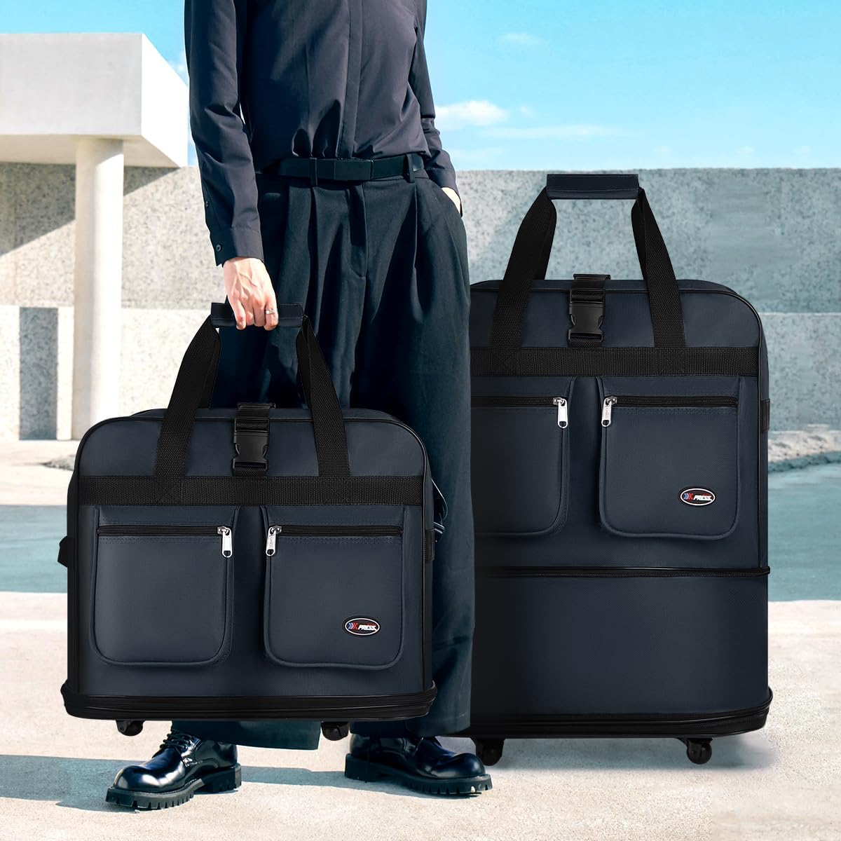 30''36''40''Rolling Wheeled Duffel Bag Suitcases with Wheels Expandable Foldable Luggage Bag Rolling Travel Bag Duffel Bag for Men Women#Black,30