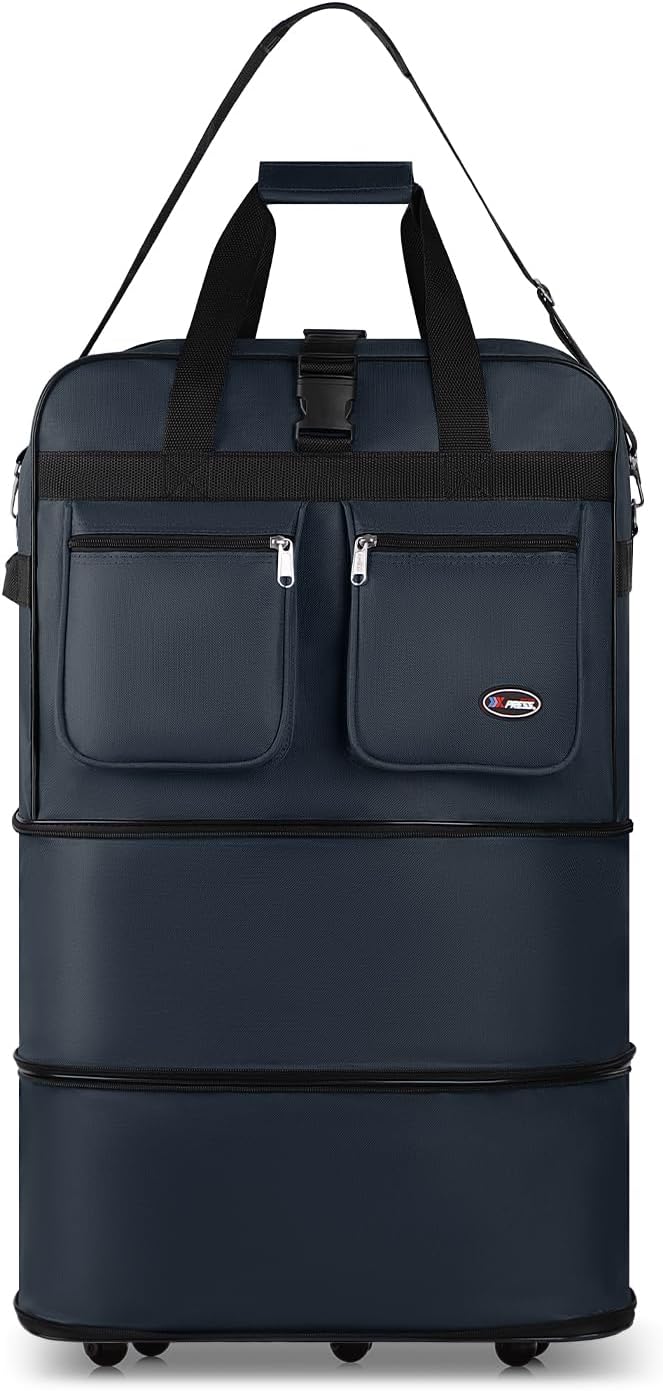 30''36''40''Rolling Wheeled Duffel Bag Suitcases with Wheels Expandable Foldable Luggage Bag Rolling Travel Bag Duffel Bag for Men Women#Black,30