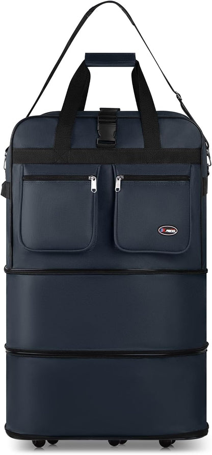 30''36''40''Rolling Wheeled Duffel Bag Suitcases with Wheels Expandable Foldable Luggage Bag Rolling Travel Bag Duffel Bag for Men Women#Black,30