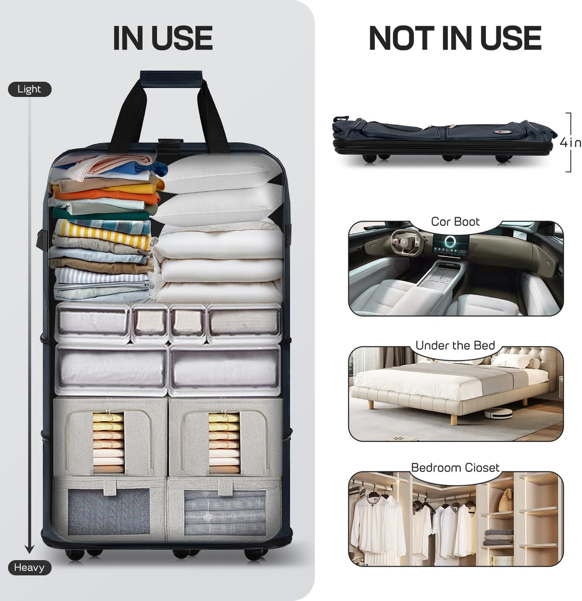 30''36''40''Rolling Wheeled Duffel Bag Suitcases with Wheels Expandable Foldable Luggage Bag Rolling Travel Bag Duffel Bag for Men Women#Black,30