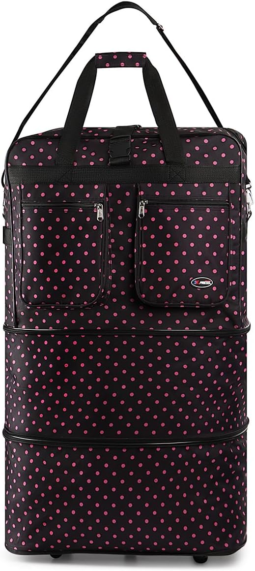 30''36''40''Rolling Wheeled Duffel Bag Suitcases with Wheels Expandable Foldable Luggage Bag Rolling Travel Bag Duffel Bag for Men Women#Black,30