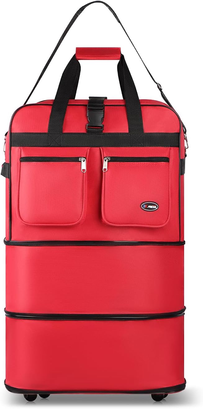 30''36''40''Rolling Wheeled Duffel Bag Suitcases with Wheels Expandable Foldable Luggage Bag Rolling Travel Bag Duffel Bag for Men Women#Black,30