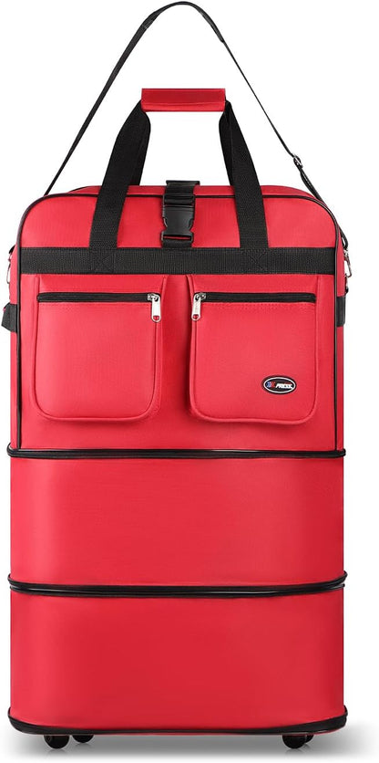 30''36''40''Rolling Wheeled Duffel Bag Suitcases with Wheels Expandable Foldable Luggage Bag Rolling Travel Bag Duffel Bag for Men Women#Black,30