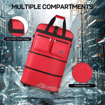 30''36''40''Rolling Wheeled Duffel Bag Suitcases with Wheels Expandable Foldable Luggage Bag Rolling Travel Bag Duffel Bag for Men Women#Black,30